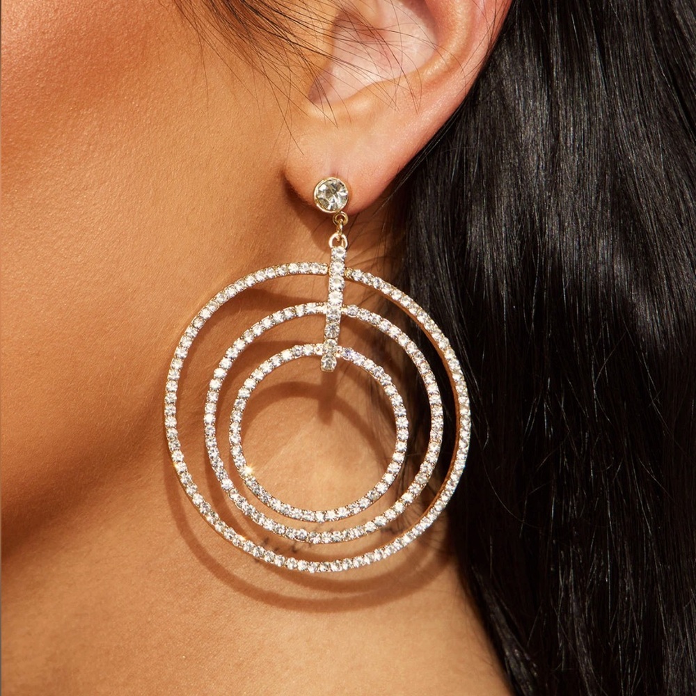Get Into It Rhinestone Hoop Earrings NEW 🏷️